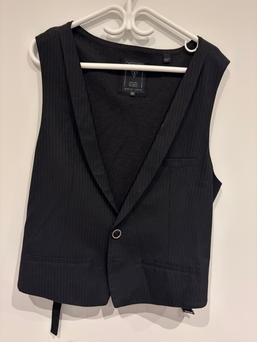 Guess Men's Black Pinstripe Vest
